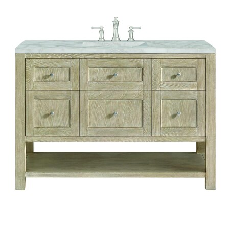 James Martin Vanities 48'' Single Vanity, Whitewashed Oak w/ 3 CM Victorian Silver Quartz Top 330-V48-WWO-3VSL